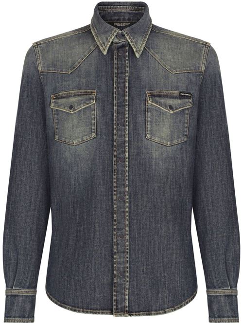 Grey stretch-cotton denim shirt DOLCE&GABBANA | G5JC8DG8GW9S9001